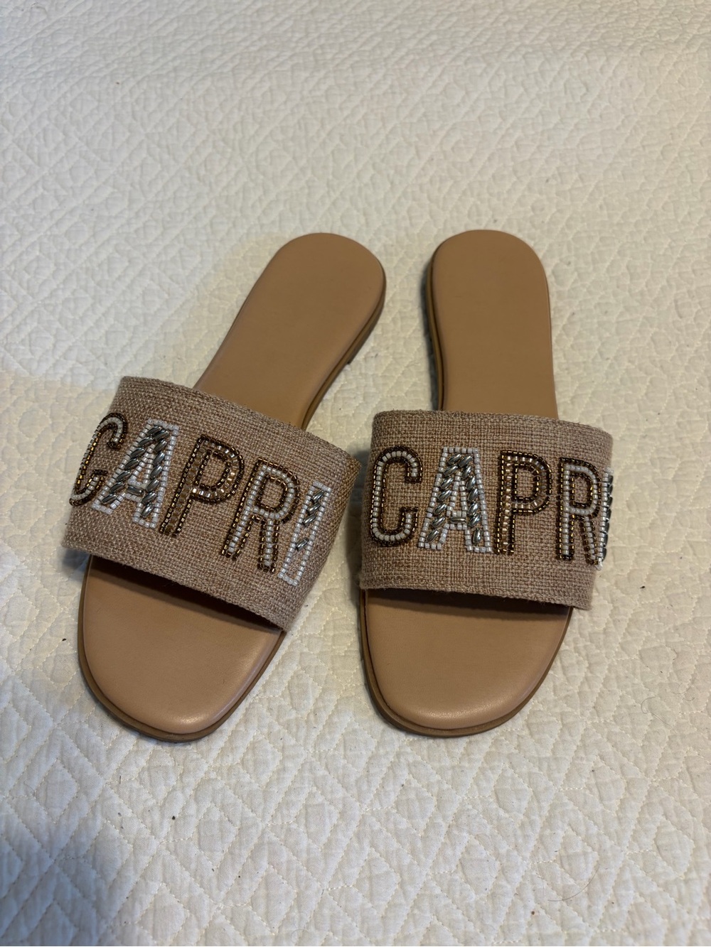 a new day Tan Beaded 'CAPRI' Slide Sandals for Women